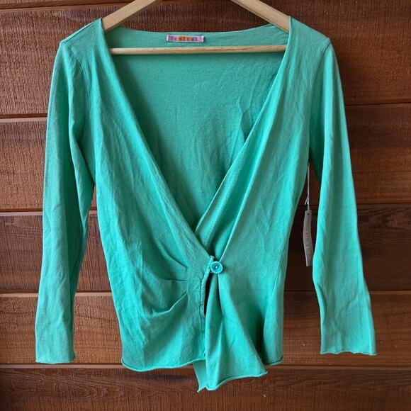 NWT Velvet by Graham & Spencer Womens  Wrap Cardigan Top Size Small Kelly Green - Picture 1 of 11